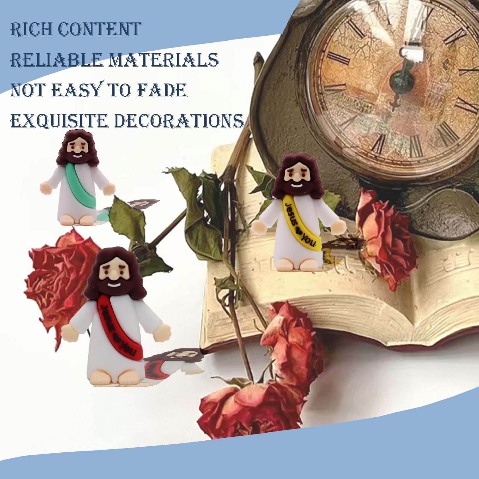 30PCS Little Jesus Figures, Mini Jesus Figurines in Bulk, Multicolor Tiny Jesus Figures, Miniature Figurines to Hide and Seek Religious Gifts for Easter Egg Stuffers (30PC)