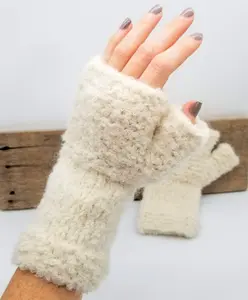 Fuzzy Fingerless Alpaca Gloves