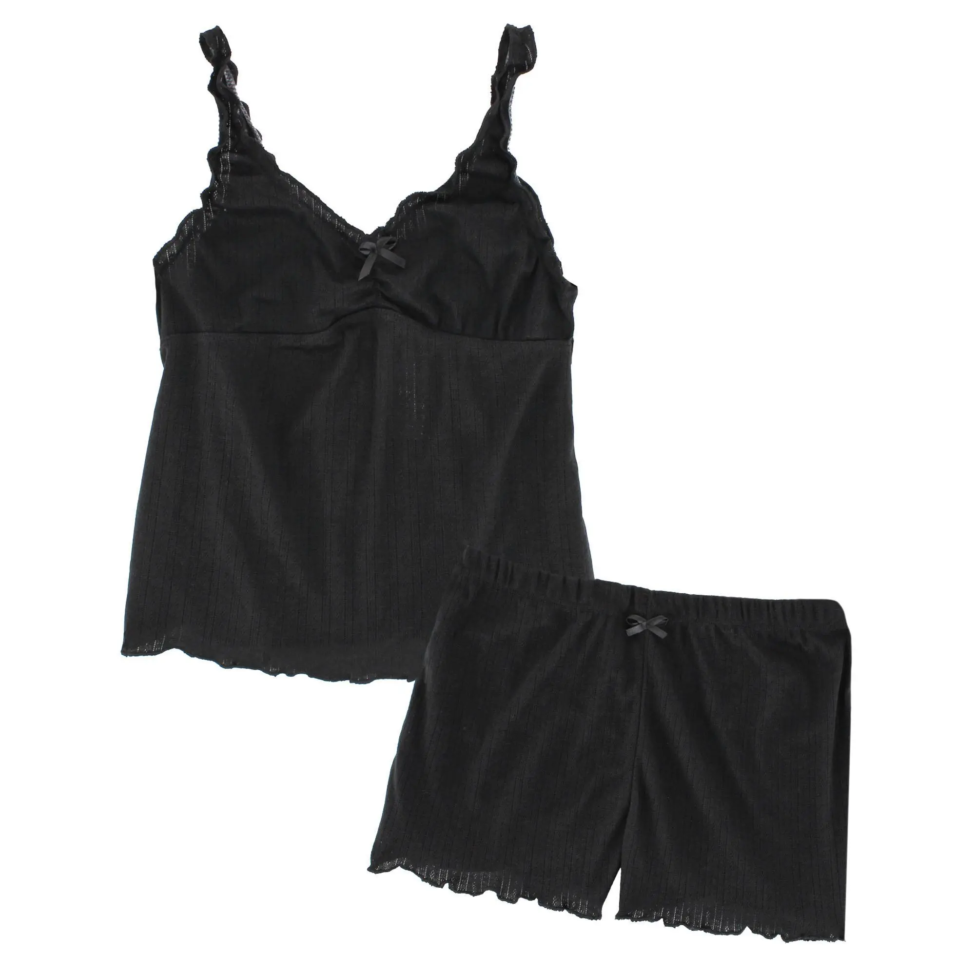 Love to Sleep Ladies Pointelle 2 Piece Pajama Short Set, Short Pajama Sets, Tank Top, Women, Elastic, Loungewear