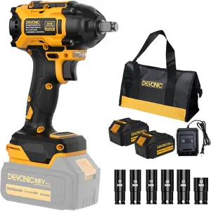 Devonic Cordless  Wrench,330ft-Lbs(450N.m) 21V Brushless Power  Wrenches,2800RPM High Torque   with 2x 4000mAh , Charger, Electric  Wrench For   (450N)
