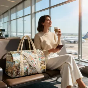 Vintage World Landmark Quilted Weekender Bag | Global Travel Print Carry On Duffel | Retro Scenic Tote with Luggage Sleeve | Waterproof Spacious Overnight Bag | Perfect Valentine’s Gift for Travelers, History Lovers & Adventure Seekers