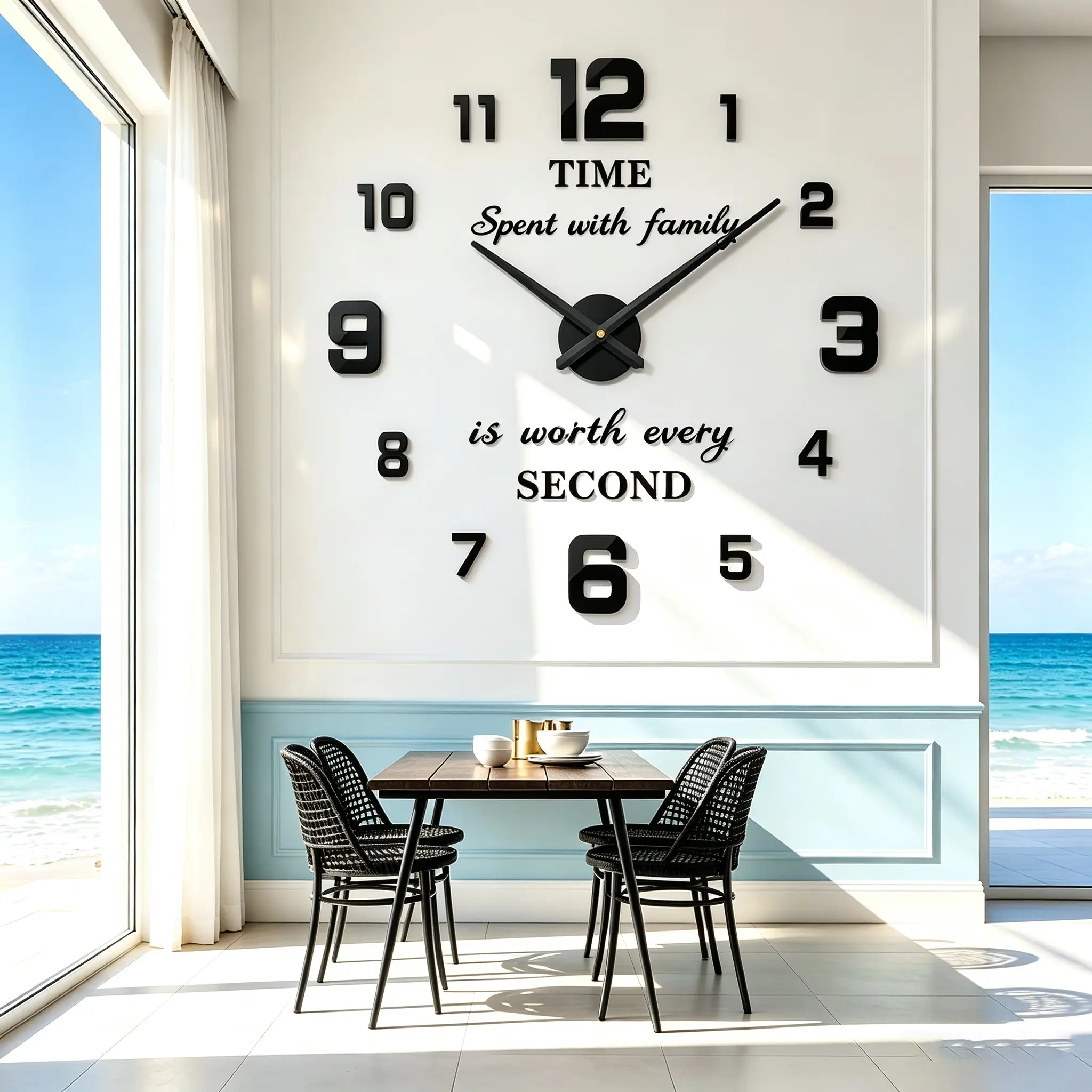 Oversized 3D Glossy Round Frameless Silent Wall Clock Full Kit, Mountable DIY Modern Minimalist Decorative Home Decor for Living Room, Easy Installation Ideal Gift (Batteries Not Included)