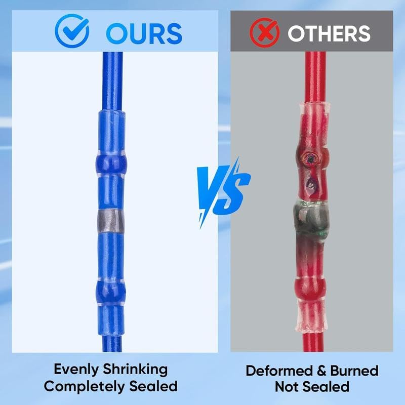 300PCS Heat Shrink Solder Seal Connectors - Waterproof Insulated Butt Terminals for Marine, Automotive, Boat & Electronics Wiring - Corrosion-Resistant Electrical Splice Kit