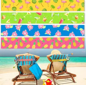 4 Pack Towel Bands for Beach Chairs Cruise Towel Clips for Lounge Pool Chairs Elastic Windproof Strap Holders for Summer Lounge Pool Hawaiian Accessories