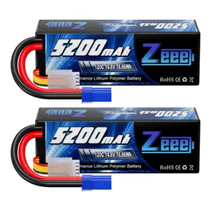 Zeee 4S Lipo Battery 5200mAh 14.8V 120C Hard Case Battery with EC5 Plug for RC Buggy Truggy 1/10 Scale Racing Truck Crawler Monster RC Car Boat(2 Pack) rc  battery LiPo Power Pack with Connector