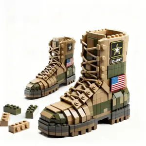 U.S. Navy 250th Anniversary Edition 3D Military Boot Building Blocks Toy, Marine Corps Collectible, Boys' Birthday Gift for Military Enthusiasts