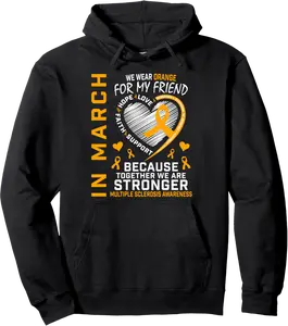 Orange Friend Multiple Sclerosis Awareness Heart Graphic Pullover Hoodie - Yoandymira Shop 39B0DVTHXVXJ