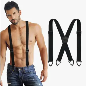 Hidden Suspenders for Men X Back Adjustable ElasticMen's Suspenders Under Clothes with 4 Snap Loop