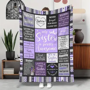 Sister Themed Flannel Blanket Ultra Soft Premium Fabric All Season Comfort Machine Washable Durable Quality Perfect For Bed Sofa Use Thoughtful Design For Special Bonding Moments warm nap cozy throw