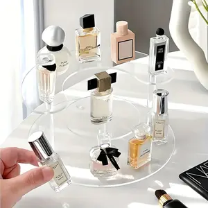 Luxury Acrylic Cosmetic & Perfume Storage Rack, Modern Semi-Circular Three-Tier Display Stand, Suitable for Lipstick, Makeup, Fragrance