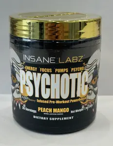 Insane Labz Psychotic Gold Pre Workout Powder Peach Mango Supplement
