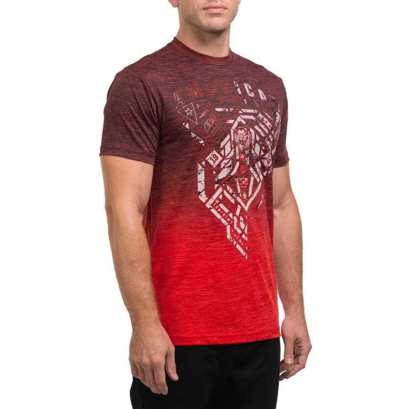 American Fighter Men's Irvine Apple Red & Dark Apple Red Short Sleeve T Shirt Tee