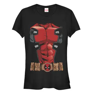 Juniors Womens Marvel Halloween Deadpool Costume T-Shirt