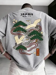 🔥 Popular Men's Japanese Crane Pattern T-Shirt | Traditional Crane and Pine Tree Print Design | Soft and Comfortable Street Style T-Shirt | Suitable for Harajuku Style and Daily Wear 🎌 #JapaneseFashion #CraneTShirt #Streetwear, tiktokshopholidayhau
