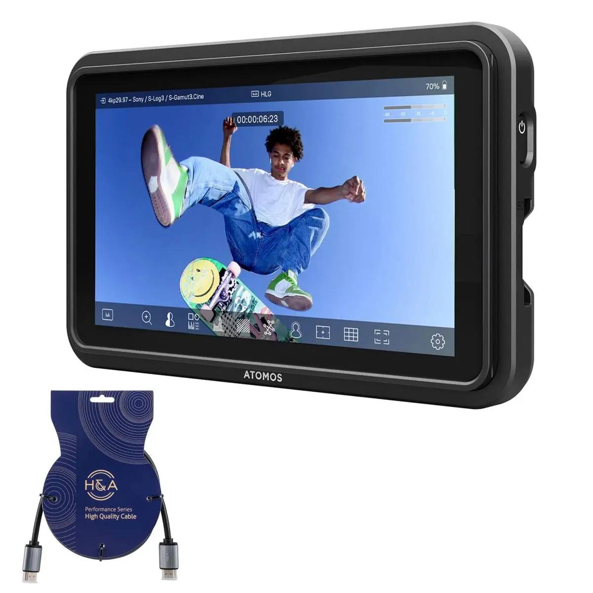 New Atomos Shinobi Go 5" Full HD HDR Camera Field Monitor, H&A HDMI Cable, Camera Accessories