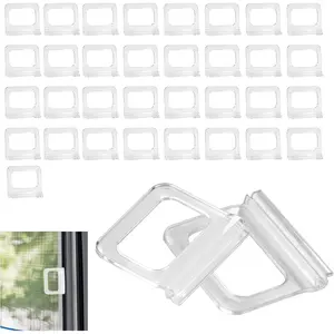 35 Pcs Universal Fit Window Screen Pull Tabs Replacement Lift Handles & Clips, Frosted Clear Plastic Repair Kit for Spline Channel Frame