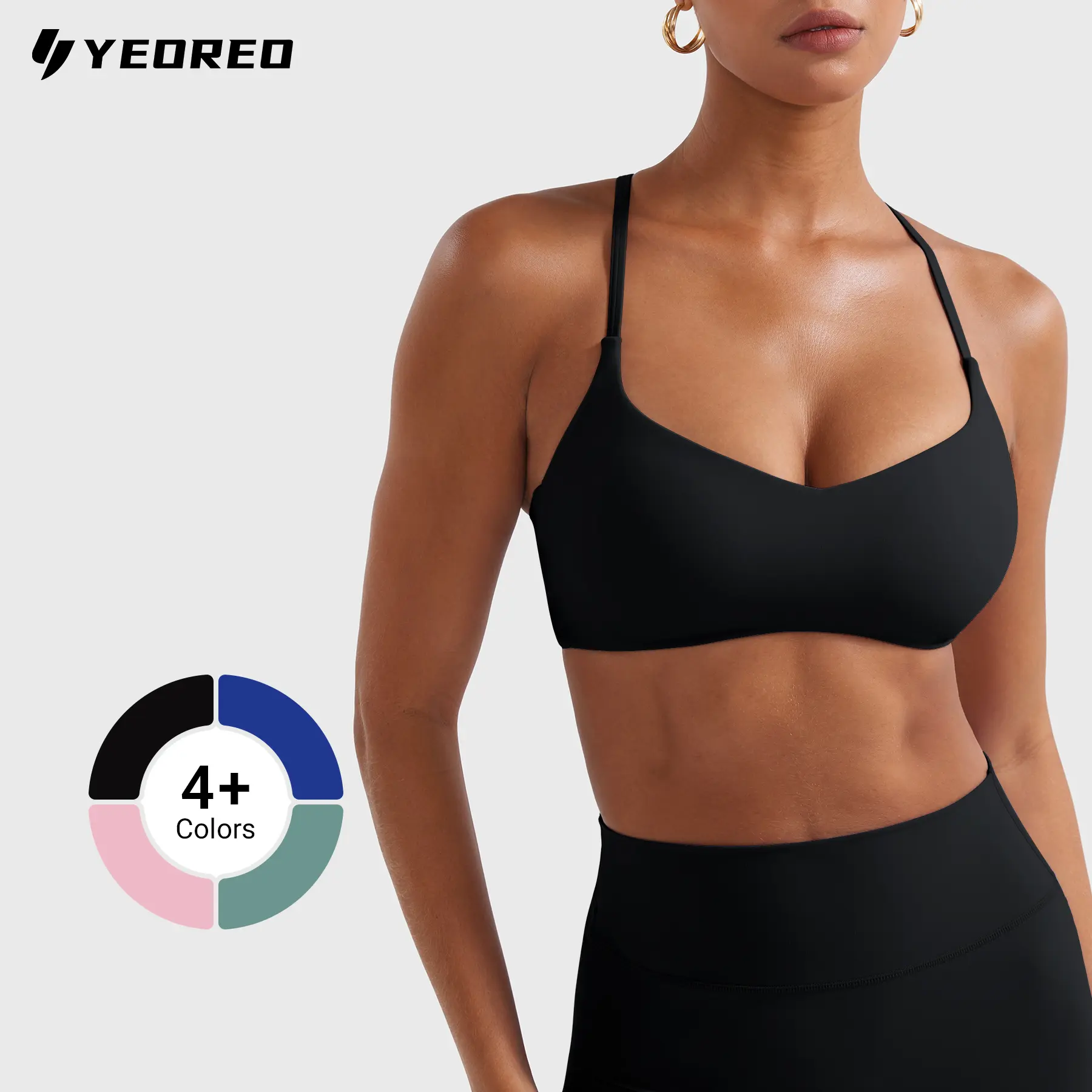 YEOREO Y Back Sports Bras for Women Padded Racerback Bra Paisely Light Impact Adjustable Straps Gym Workout Tops sohochic
