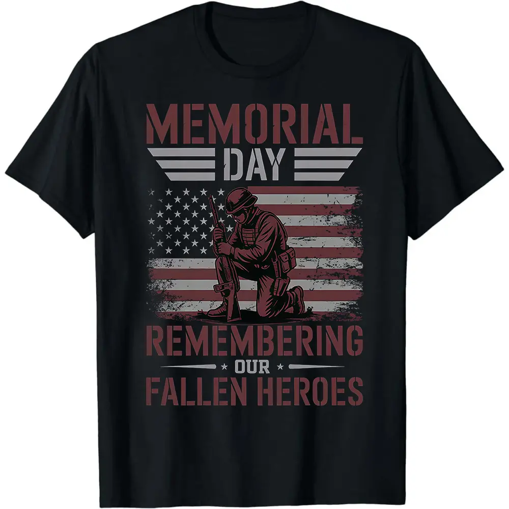 Memorial Day American Flag Shirt, Remember Heroes Tee, Patriotic Veteran T-Shirts, Military USA Tee, Armed Forces tshirt