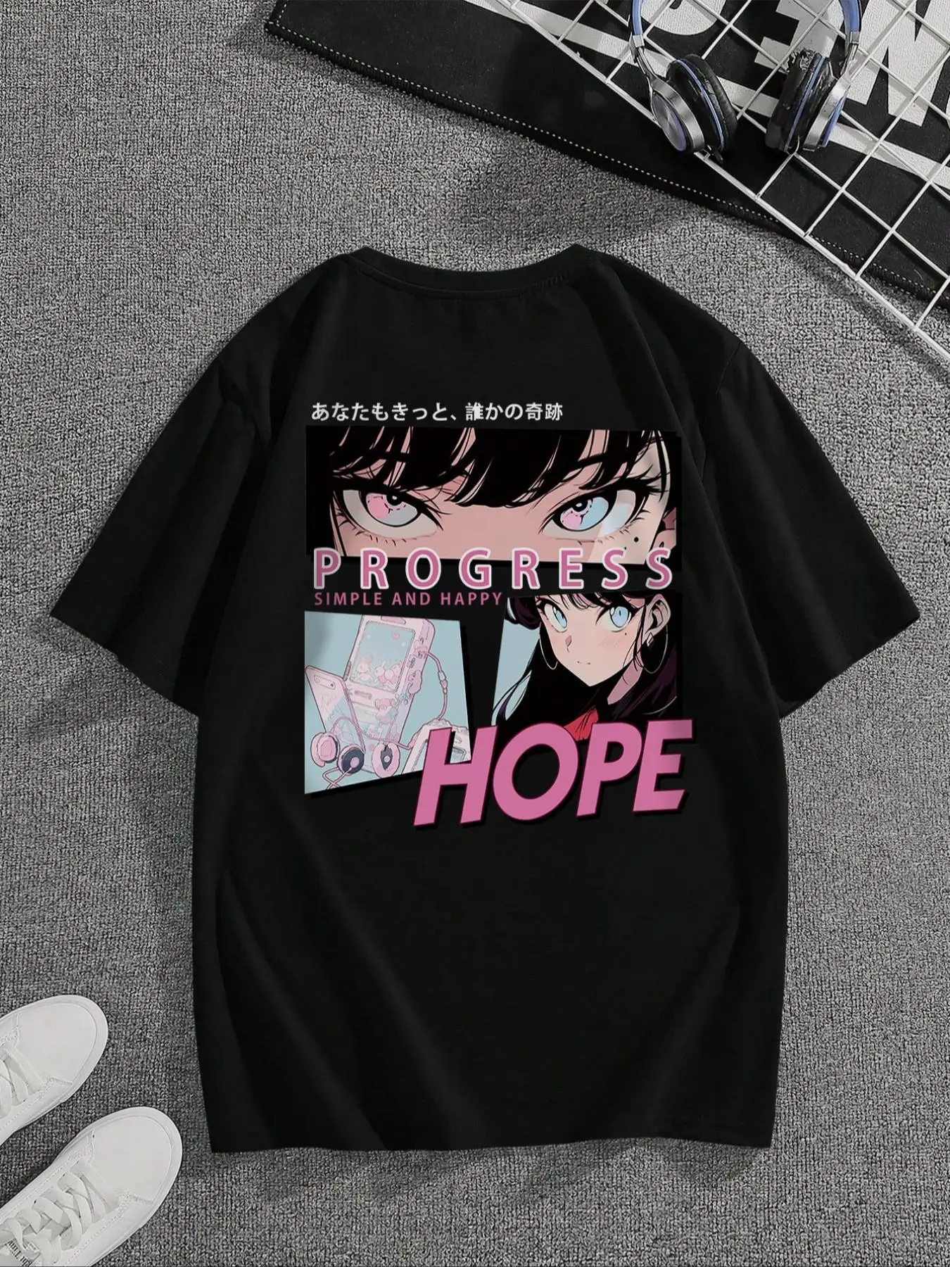 Men's Letter & Anime Cartoon Figure Print Drop Shoulder Tee, Regular Fit Casual Comfy Short Sleeve Round Neck T-Shirt for Summer, Fashion Men's Top fo