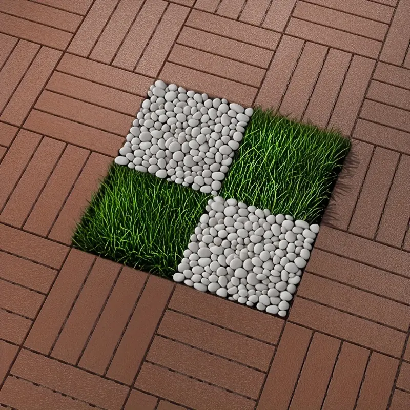 44Pack Plastic Interlocking Deck Tiles, 11.9"x11.9"x0.5" Interlocking Patio Tiles, Waterproof All Weather for Indoor Outdoor Use, Patio Decking Tiles for Garden Lawn Porch Poolside Balcony Backyard Landscape Decoration, Easy Installation
