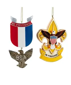 Kurt S. Adler 4"- 4.5" Boy Scouts Eagle Badge and Fleur De Lis Ornament