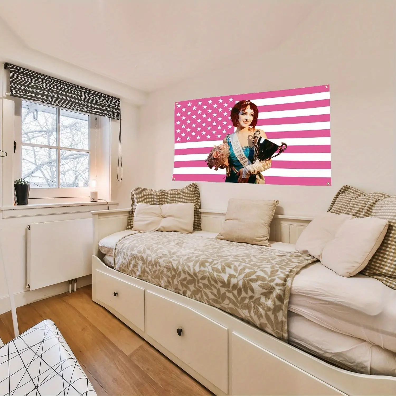 Chappell Star Roan 3x5FT Durable Polyester American Flag Tapestry - Traditional Colorblock Decor, Animal-Pattern Accent, Nylon-Enhanced, Easy-Hanging Outdoor Banner, Bag-Compatible, Room Decor for Adult Plaid-Themed Man Caves, No-Electricity Needed Gift