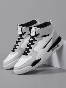 Men's Patchwork Lace Up High Top Sneakers, Youth Fashion Shoes, Casual Comfortable Breathable Sports Shoes, Male All-match Round Toe Shoes for Daily Wear, Athletic Shoes, Athletic Footwear