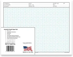 8.5" x 11" Isometric Graph Paper 50 Sheets Landscape - 0.25" Grid, Non-photo Blue, High Brightness, Drafting, Engineering, Art,  Design (1-Pack)