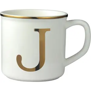 Miicol Ceramic Coffee Mug 16 oz, Monogram Coffee Cup, Golden Initial Tea Mug, Personalized Tea Cup, Unique Gift, Large Mug for Home, Office, Letter J Drinkware Tumbler