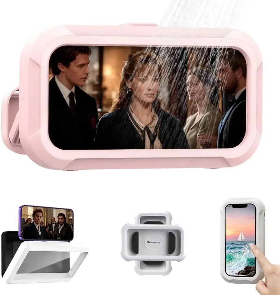 1Pcs 360° Rotatable Shower Phone Holder,Upgraded Waterproof Case with Anti-Fog Cover for iPhone/Android,Hands-Free Extendable Suction Cup Mount,Shower Essentials Bathroom Accessories Travel Gift for Women Men.Adjustable Waterproof Shower Phone Holder