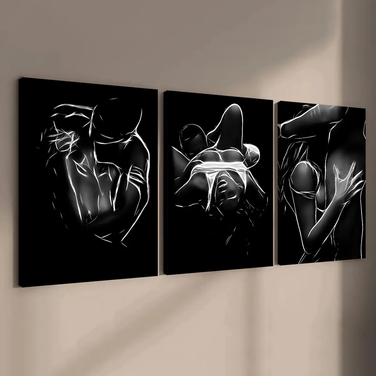 3 Count Wooden Frame Canvas, Abstract Body Art Poster, Abstract Design, Romantic Decor, Printed Canvas, Bedroom Decor, Modern Home Decor, Living Room and Hallway Wall Decor, HD, Waterproof, Art, Wall Art Decoration