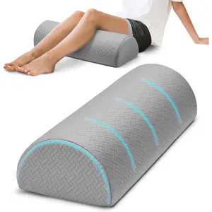 Knee Pillow for Back Sleeping - Leg Pillow for Sleeping on Back, Half Moon Leg Bolster Pillow for Back and Head (Grey)