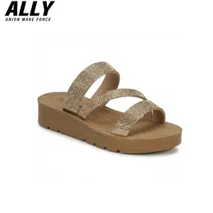 ALLY Rhinestone Platform Slides | Comfy Cushioned Non‑Slip Lightweight Trendy Summer Sandals for Women | Perfect for Beach Brunch Vacation Daily Outings Shopping Parties
