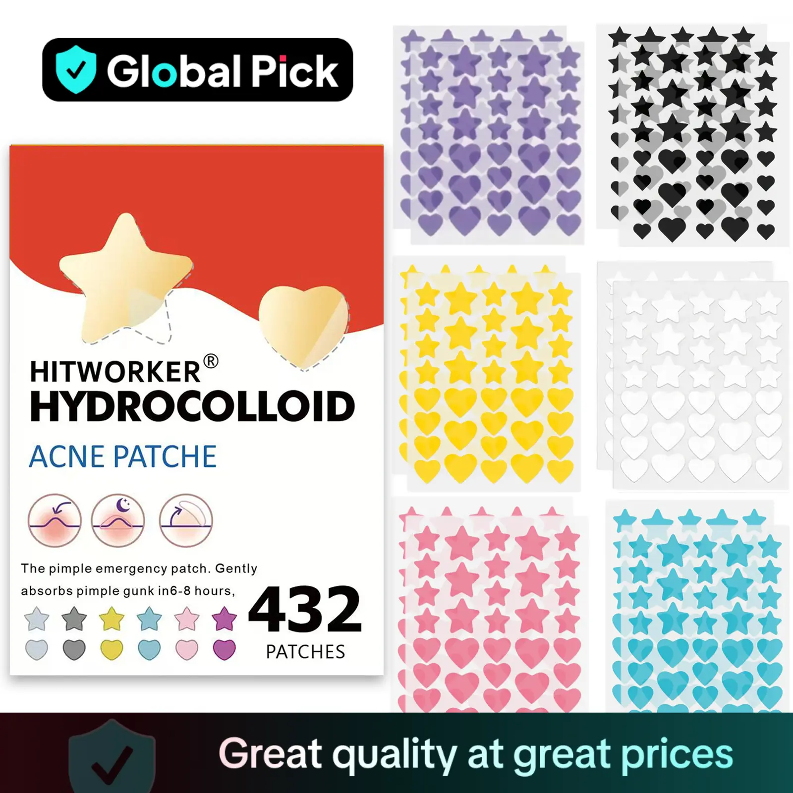 432count Acne Patches, Alcohol-Free & Fragrance-Free, Effective Coverage for Blemishes, Perfect Halloween Gift, Single Pack