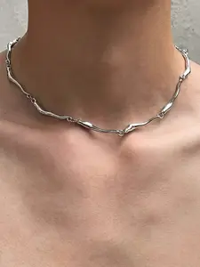 1pc Hip Hop Trendy Liquid Metal Necklace with Simple Design for Men and Women, Party Personality, Street Style, Versatile Necklace, Chic Gorgeous Jewelry