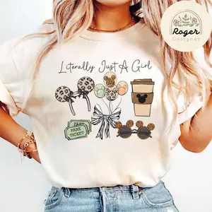 Comfort Color Coquette Bow Leopard Minnieee Headband Magic Land Animal Kingdom T-Shirt, Literally Just A Girl Magic Land Girl Trip Shirt, Girly Safari Hakuna Matata Womenswear Top Cotton