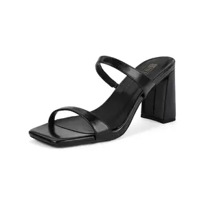 IDIFU IN3 Chunky Block Heels for Women Square Open Toe Heels Comfortable Sexy Summer Cute Trendy Slides Heeled Sandals Prom Wedding Party Dress Shoes for Women Two Strap Slip On Mules Low Short Heels