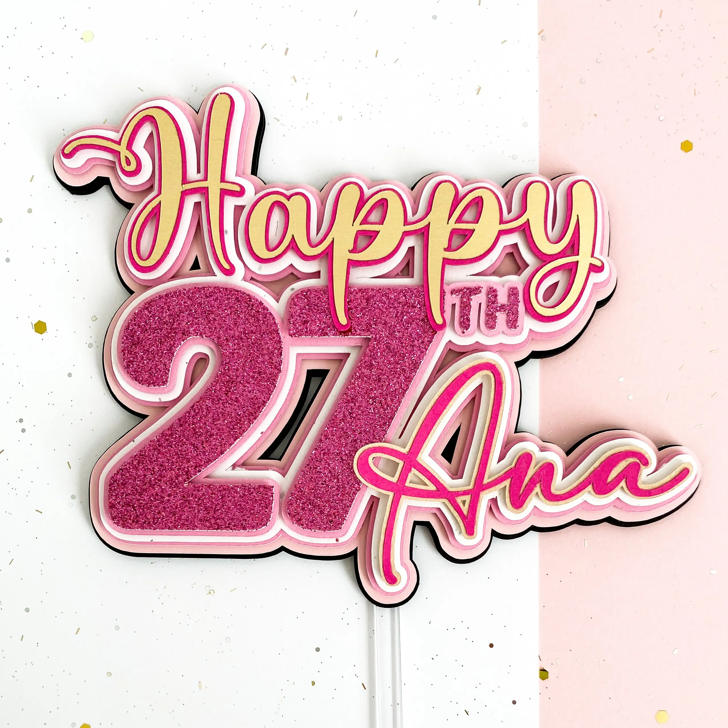 Custom name and age 3D Cake Topper, Bithday Party, Shaker Topper, Cake decoration