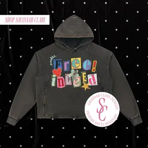 "FREE INDEED" Vintage Wash Distressed Boxy Hoodie