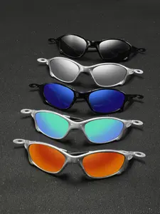 Men's PC Ringed Fashion Glasses, Cyberpunk Future Style, Daily Outdoor Driving, Bicycle Wear, 5pcs Trendy Cool Decorative Eyewear, Mirrored Shades