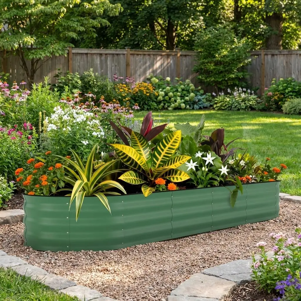 Garvee 8 x 2 x 1.5 ft Galvanized Raised Garden Bed, Outdoor Metal Planter Box with Open Bottom, Rust-Resistant Steel for Vegetables, Herbs & Flowers