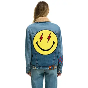 STOKED BOLT SMILEY RANCH SHERPA DENIM JACKET- SUPER LIGHT