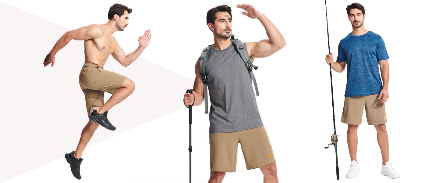 MAGCOMSEN 2 Pack Men's Workout Shorts 9" Quick Dry Shorts with Zipper Pockets for Running Athletic Gym Basketball Outdoorfun FallFreshness