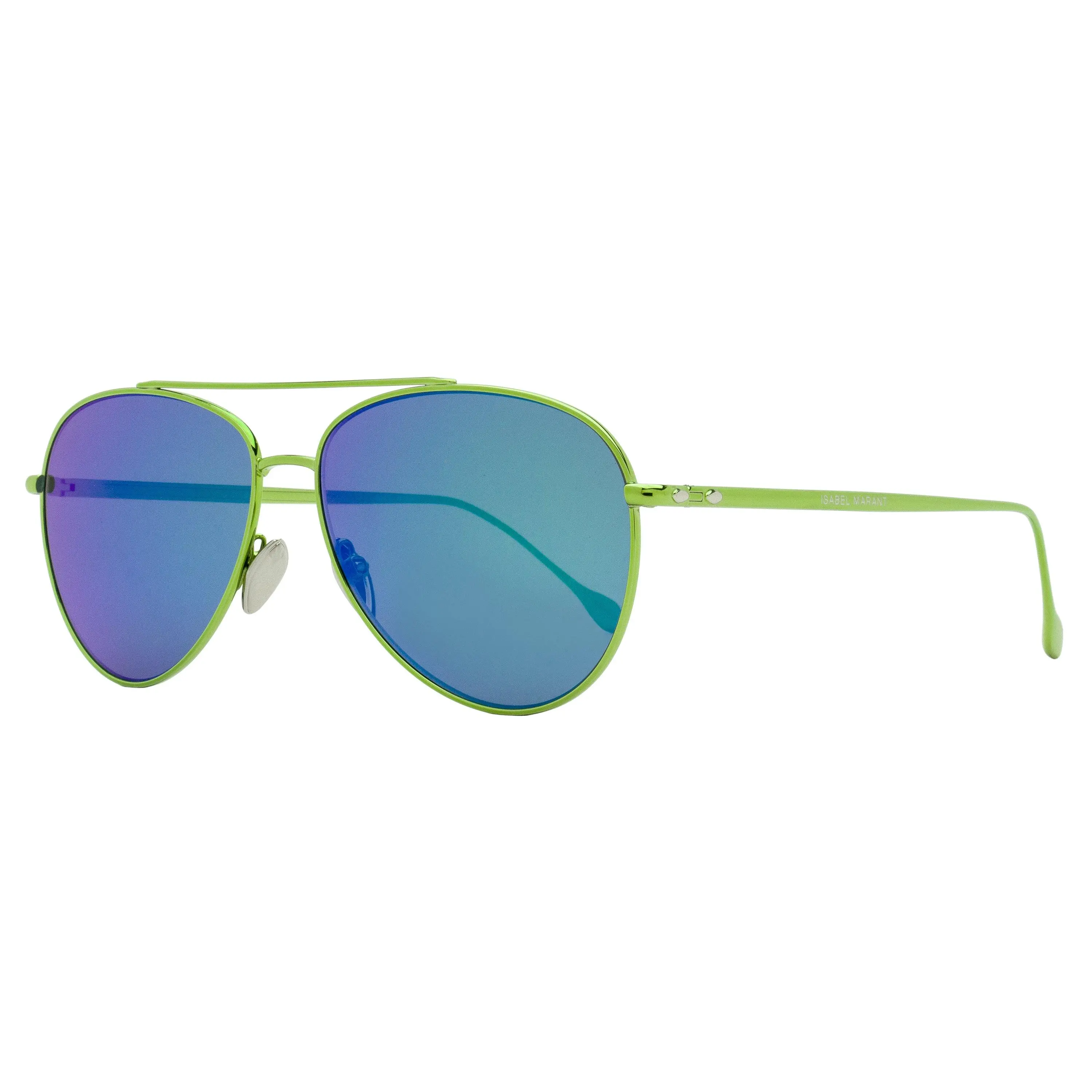 Isabel Marant Milo Women's Pilot Sunglasses, High Quality Parisian Chic Metal Frame with 100% UV Protection, Green, 60mm IM0011S, High Quality Sunglasses, Trendy Casual Sunglasses