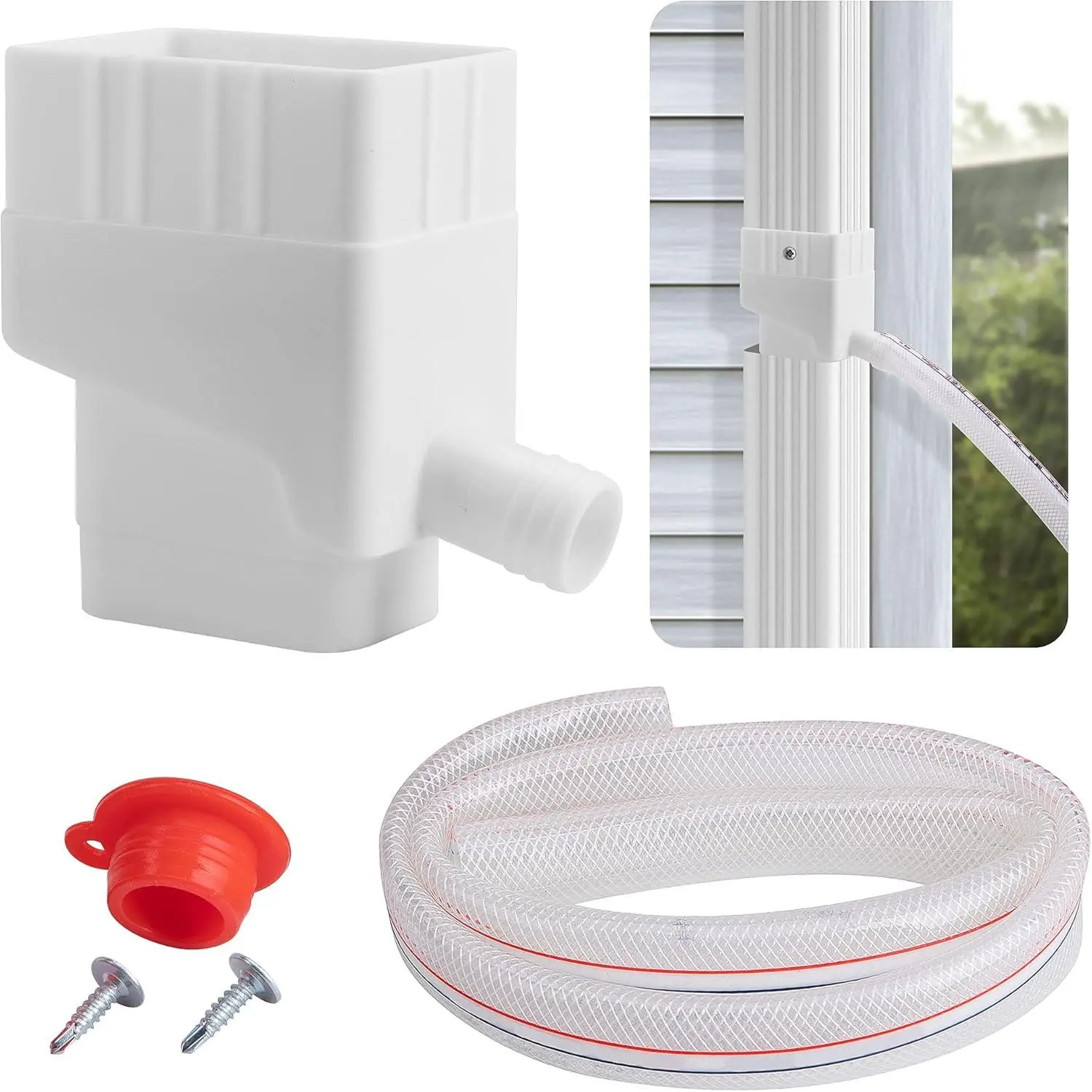 Rainwater Collection System-Rainwater Collection Diverter Connector System-Raindrop Rainwater Colander Kit for Hose for Diverting Water Fits 2'' x 3'' Standard Downspout
