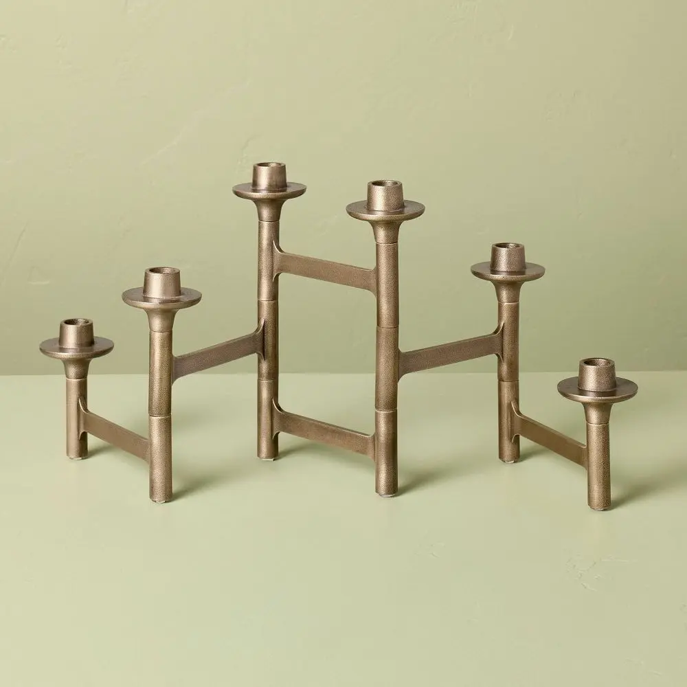 6ct Taper Adjustable Brass Candelabra - Hearth & Hand with Magnolia