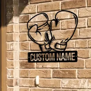 Boxing Gloves Design Wall Art, Vintage Metal Boxing Gloves Wall Decor, Wall Hanging Decor for Home Living Room Bedroom Office, Poster