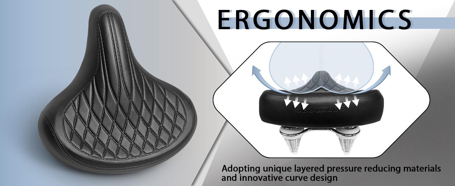 BUCKLOS Bike Seat for Comfort Men Women Wide Bicycle Seats Large Bike Saddle for Ebike Beach Cruiser Peloton Stationary Bike Ergonomic Gel Foam Bicycle Seat suitable for city, mountain, and road bikes ebike parts ride ebikemod BUCKLOS Bike Seat for Comfort Men Women Wide Bicycle Seats Large Bike Saddle for Ebike Beach Cruiser Peloton Stationary Bike Ergonomic Gel Foam Bicycle Seat suitable for city, mountain, and road bikes ebike parts ride ebikemod