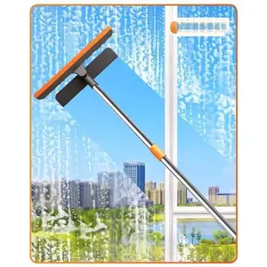 3-in-1 Multifunctional Window Cleaner with Telescopic Handle, Wet Dry Dual-Use Wiper, Glass Scraper & Screen Brush Cleaning Tool