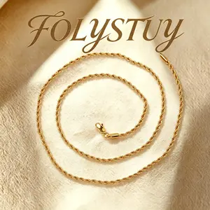Four sizes of twist necklaces [FOLYSTUY] Handcrafted exquisite twist necklaces with lobster buttons, available in 3mm and 4mm twist widths, and lengths ranging from 19 inches to 28 inches. Options include Y109, Y110, Y111, and Y156